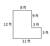 A diagram of an L-shaped room 