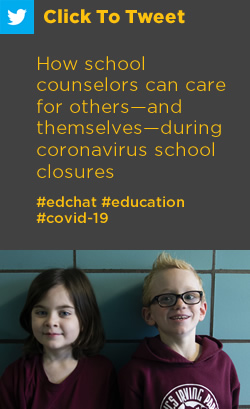 Tweet: How school counselors can care for others—and themselves—during coronavirus school closures https://nwea.us/3dWcfYE #edchat #education #covid-19